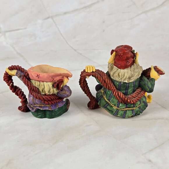 Resin Miniature Christmas Themed Tea Set Santa and Elves Lots of Details - Picture 4 of 9